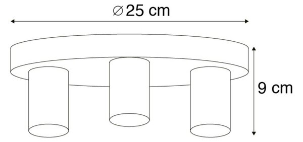 QAZQA Stropní světlo Facil, 3 zdroje, černá, stmívatelný, Černá, Obývací pokoj / jídelna, kov