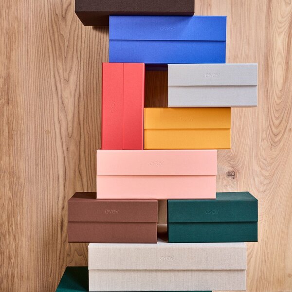 Modrý kartonový úložný box s víkem 33x25x15 cm Hako – OYOY Living Design