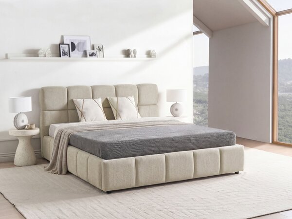 Postel s úložným prostorem NOYON Tkanina Taupe 180 x 200 cm