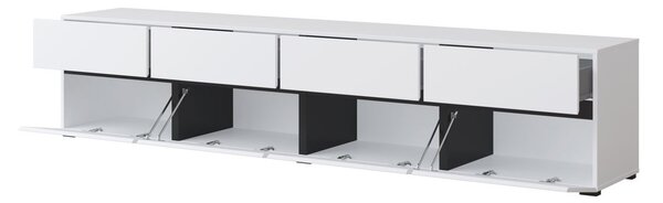 Široký TV stolek GLENROSE - bílý / černý