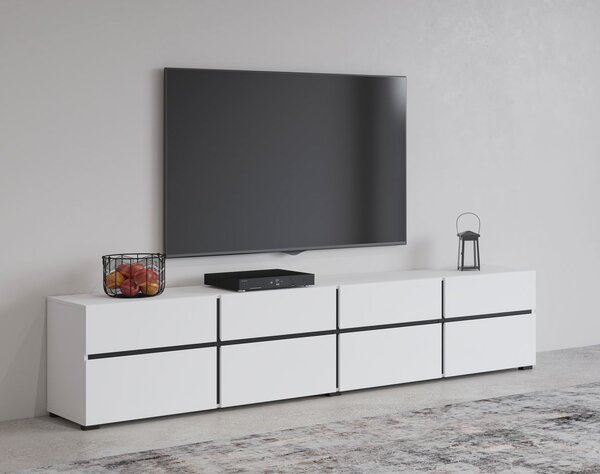 Široký TV stolek GLENROSE - bílý / černý
