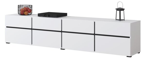 Široký TV stolek GLENROSE - bílý / černý