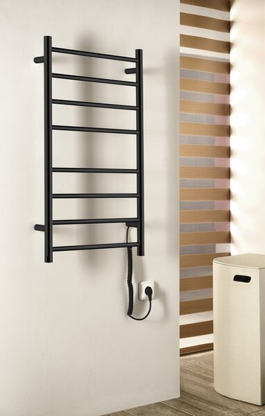 Sapho , REDONDO elektrický sušák ručníků, kulatý, 500x900 mm, 75 W, černý mat, ER220BV
