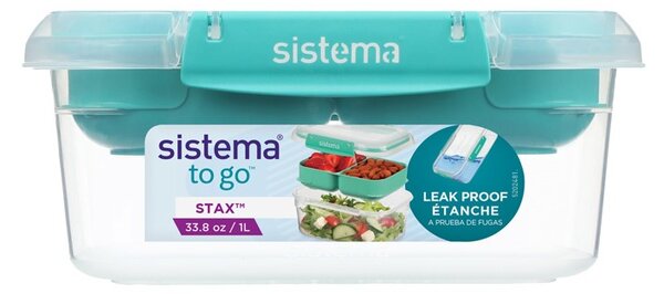 Sistema Dělený vodotěsný box na jídlo To Go STAX 1 l, zelená