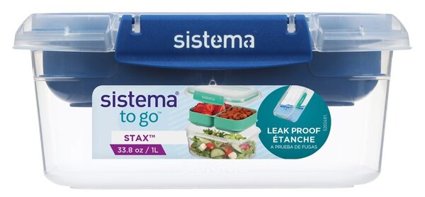 Sistema Dělený vodotěsný box na jídlo To Go STAX 1 l, 1 l, modrá
