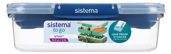 Sistema Dělený vodotěsný box na jídlo To Go STAX, 2,2 l, modrá