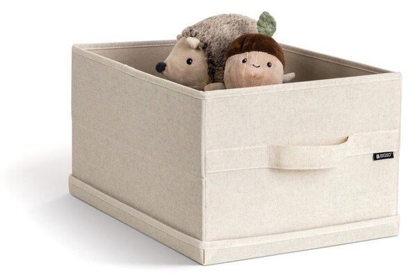 Béžový látkový úložný box s víkem 31x41x22 cm Soft Storage Medium – Bigso