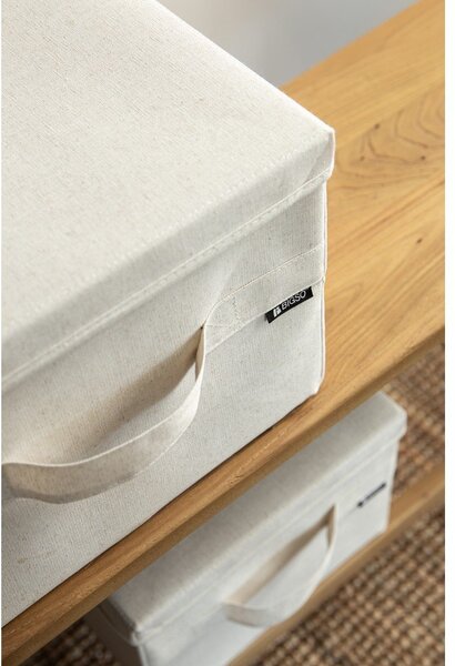 Béžový látkový úložný box s víkem 31x41x22 cm Soft Storage Medium – Bigso