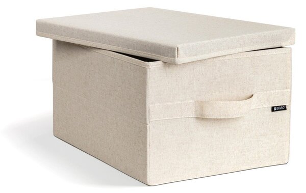 Béžový látkový úložný box s víkem 31x41x22 cm Soft Storage Medium – Bigso