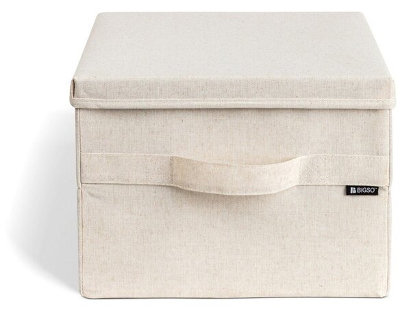 Béžový látkový úložný box s víkem 31x41x22 cm Soft Storage Medium – Bigso