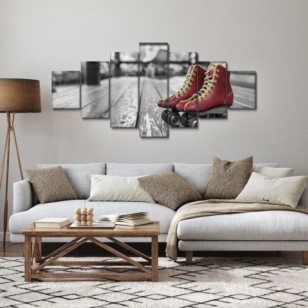 Obraz červených starých kolečkových bot (210x100 cm)