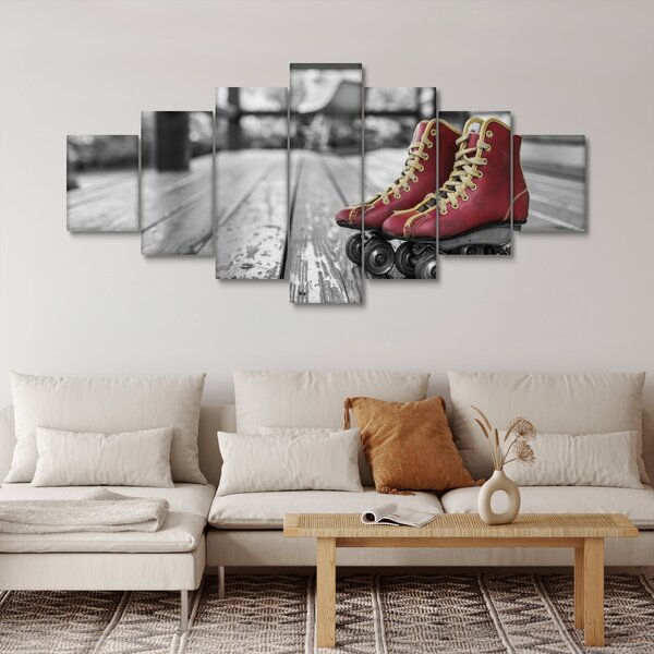 Obraz červených starých kolečkových bot (210x100 cm)