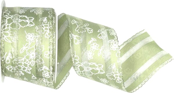 Stuha taftová CORSICA GREEN pastelově zelená 40mm x 2m (14,-Kč/m)
