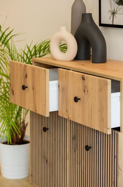 Komoda s dvířky a šuplíky HEWITT - dub artisan