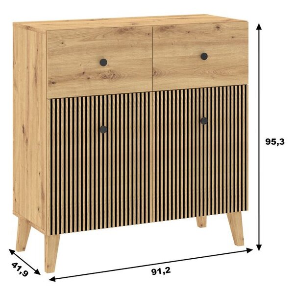 Komoda s dvířky a šuplíky HEWITT - dub artisan
