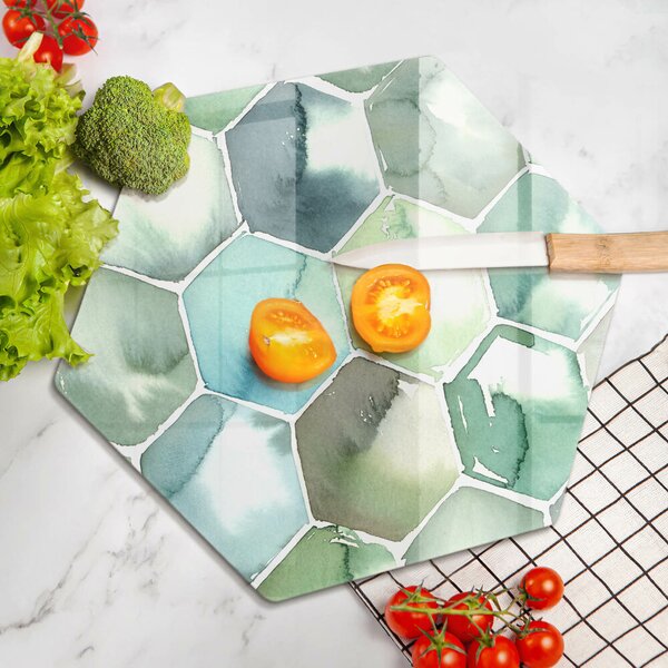 Skleněná deska do kuchyně Akvarel šestiúhelníky