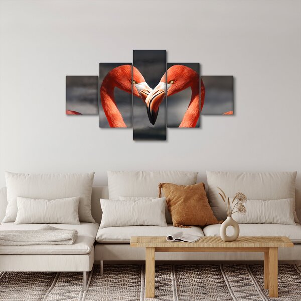 Obraz dvou zamilovaných plameňáků (125x70 cm)