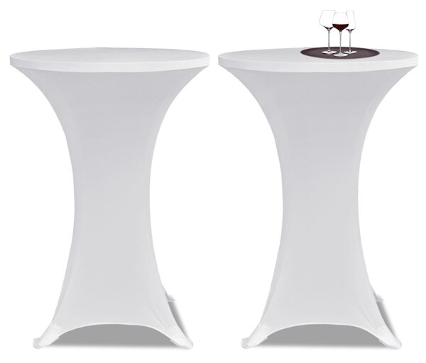 Potahy na koktejlový stůl Ø 60 cm, bílé strečové, 2 ks