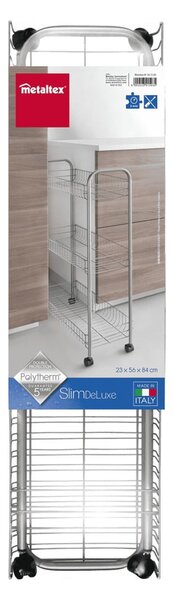 Pojízdný stojan s 3 policemi Metaltex Ascona Slim De Luxe, výška 84 cm