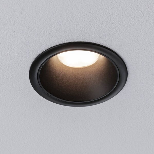 Paulmann LED podhledové svítidlo Cole Coin černá Ø9cm IP44 stmívatelné 3ks, stmívatelný, Černá, Koupelna, kov, Moderní, Podhledové stropní svítidlo