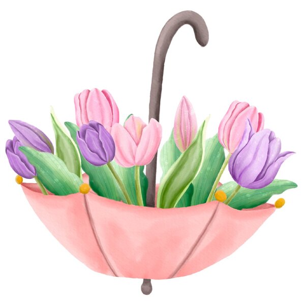PIPPER. Textilní samolepka na zeď "Deštník s tulipány"