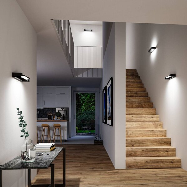 Paulmann LED nástěnné světlo Lucille, černé, 40 cm IP44 stmívatelné, stmívatelný, Černá, Koupelna, Hliník, Moderní