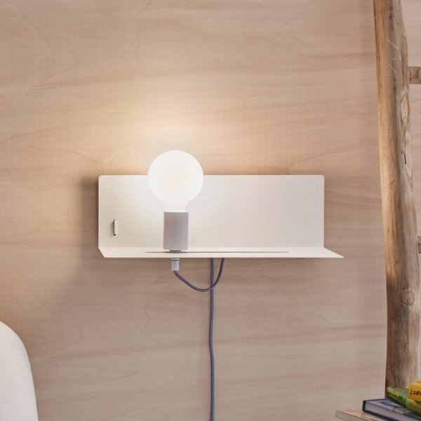 Paulmann nástěnné světlo Devara, bílá, 40 cm E27 USB port, stmívatelný, Bílá / opál, Ložnice, kov, Moderní