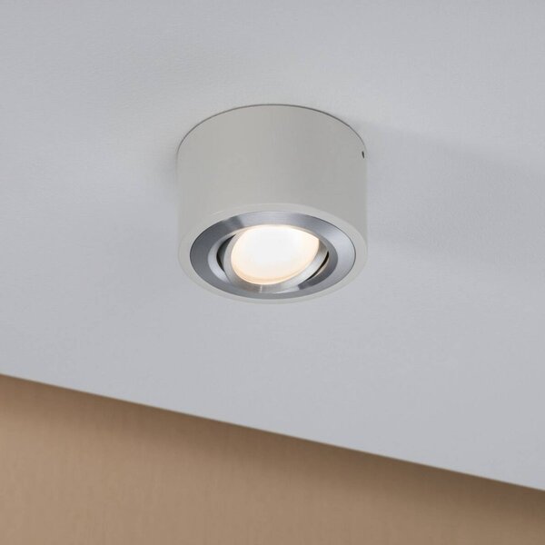 Paulmann LED stropní svítidlo Argun, bílé, Ø 10 cm, kov, stmívatelný, Bílá / opál, Obývací pokoj / jídelna, kov, Moderní