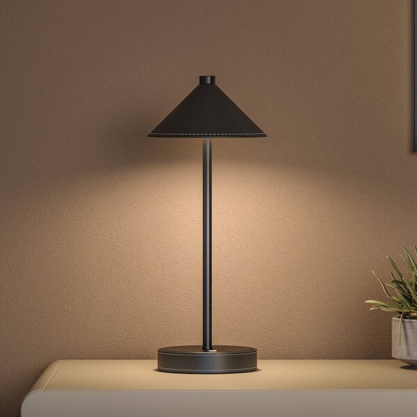 Paulmann LED stolní lampa na baterie Pellini, černá, dolů,, stmívatelný, Černá, Obývací pokoj / jídelna, kov, Moderní