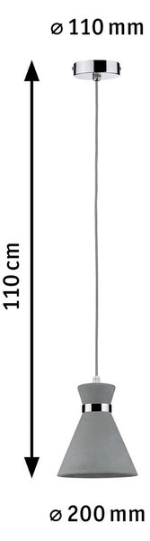 Paulmann Závěsné světlo Verve, beton, Ø 20 cm, IP44, stmívatelný, Hliník / šedá / zinek, Koupelna, Beton, Moderní