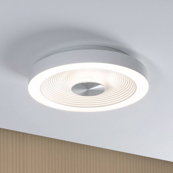 Paulmann LED stropní svítidlo Volea, bílá/stříbrná Ø 32 cm IP44 stmívatelné, stmívatelný, Bílá / opál, Koupelna, Plast, Moderní