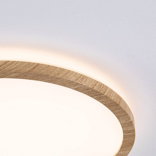 Paulmann LED stropní svítidlo Atria Shine Ø29cm dub IP44 3.000K, Světlé dřevo, Koupelna, Plast, Moderní