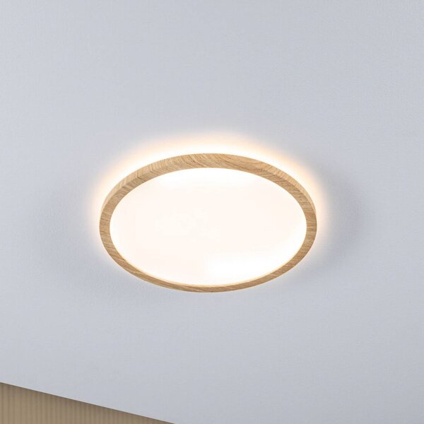 Paulmann LED stropní svítidlo Atria Shine Ø29cm dub IP44 3.000K, Světlé dřevo, Koupelna, Plast, Moderní