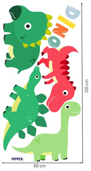 PIPPER. Textilní samolepka na zeď "Baby dinosaury 2"