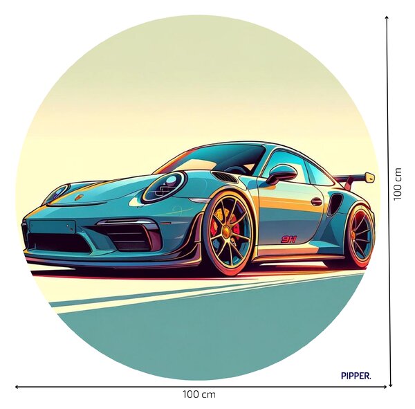 PIPPER. Kruhová samolepka na zeď "Porsche 911" Velikost: 60cm
