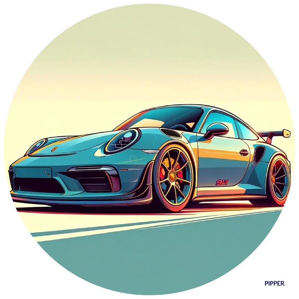 PIPPER. Kruhová samolepka na zeď "Porsche 911" Velikost: 60cm