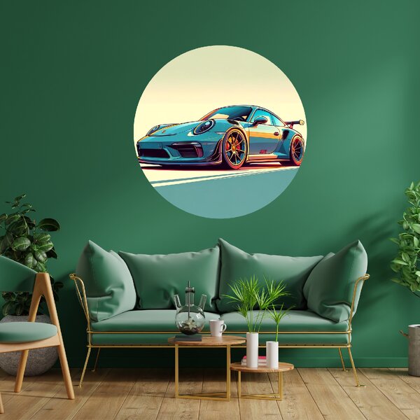 PIPPER. Kruhová samolepka na zeď "Porsche 911" Velikost: 60cm