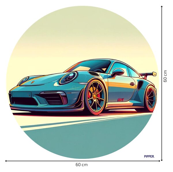 PIPPER. Kruhová samolepka na zeď "Porsche 911" Velikost: 60cm