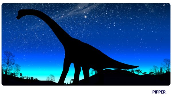 PIPPER. Samolepící textilní tapeta "Dinosaurus s noční oblohou"