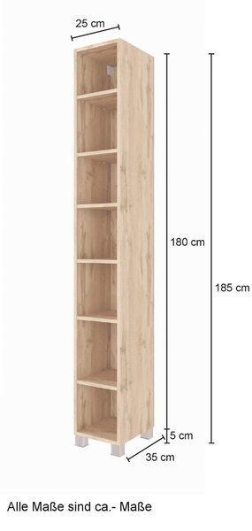 REGÁL DO KOUPELNY, barvy dubu, 25/180/35 cm Held - Koupelnové série, Online Only