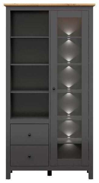 VITRÍNA, barvy grafitu, dub artisan, 106/203/44 cm - Kredence a vitríny, Online Only