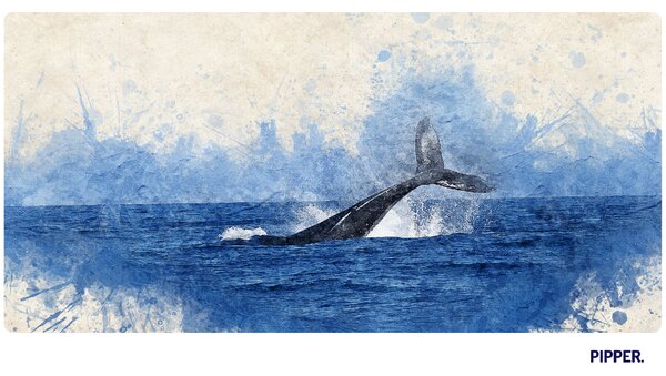 PIPPER. Samolepící textilní tapeta "Velryba v oceánu"
