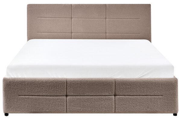 Postel s úložným prostorem MASSOGNES Buklé Taupe 140 x 200 cm