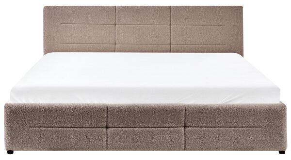 Postel s úložným prostorem Buklé MASSOGNES 180 x 200 cm Taupe