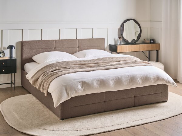 Postel s úložným prostorem Buklé MASSOGNES 180 x 200 cm Taupe