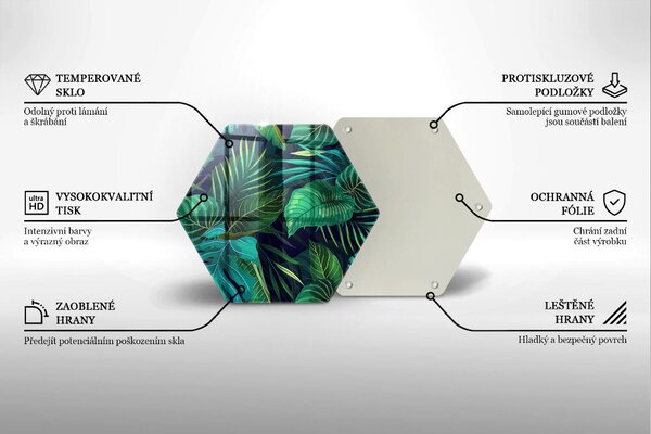 Skleněná krájecí deska Ilustrace listí džungle