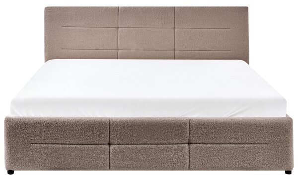 Postel s úložným prostorem Buklé MASSOGNES 160 x 200 cm Taupe