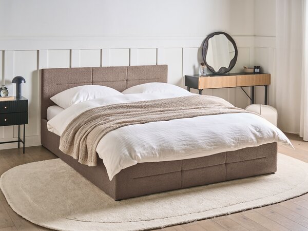 Postel s úložným prostorem Buklé MASSOGNES 160 x 200 cm Taupe