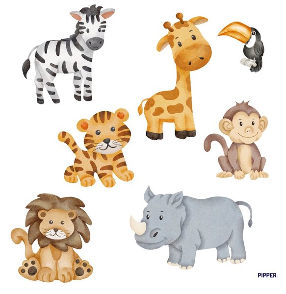 PIPPER. Textilní samolepka na zeď "Zvířátka ze ZOO"