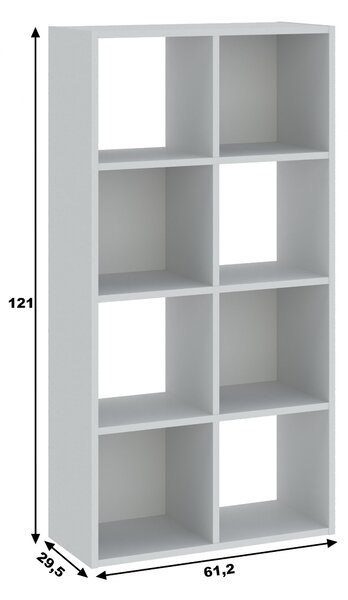 Úzký policový regál LAMPASES 3 - bílý